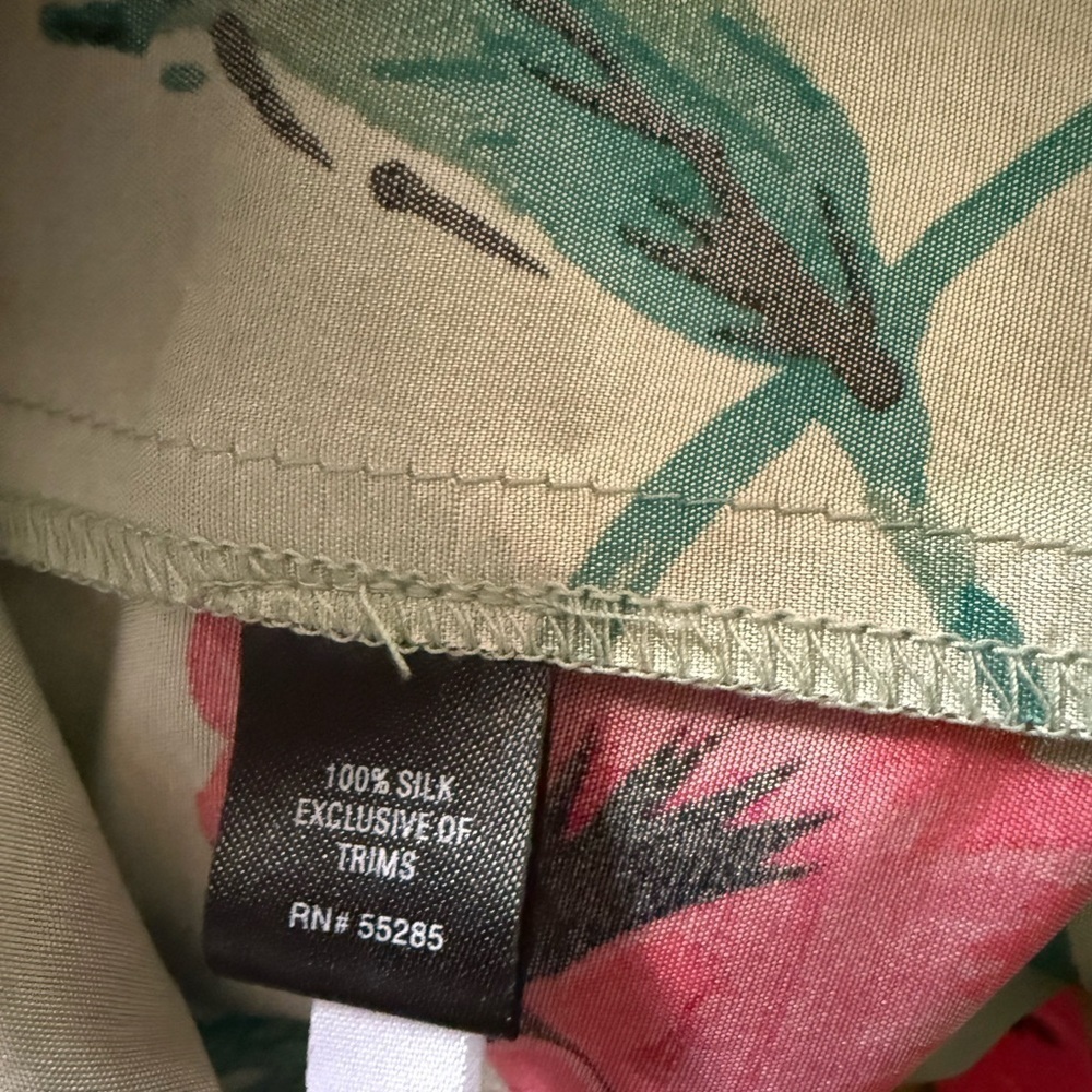 100% Silk Express Green Pink Floral One Shouldered Cocktail Dress size 2 - Picture 8 of 8